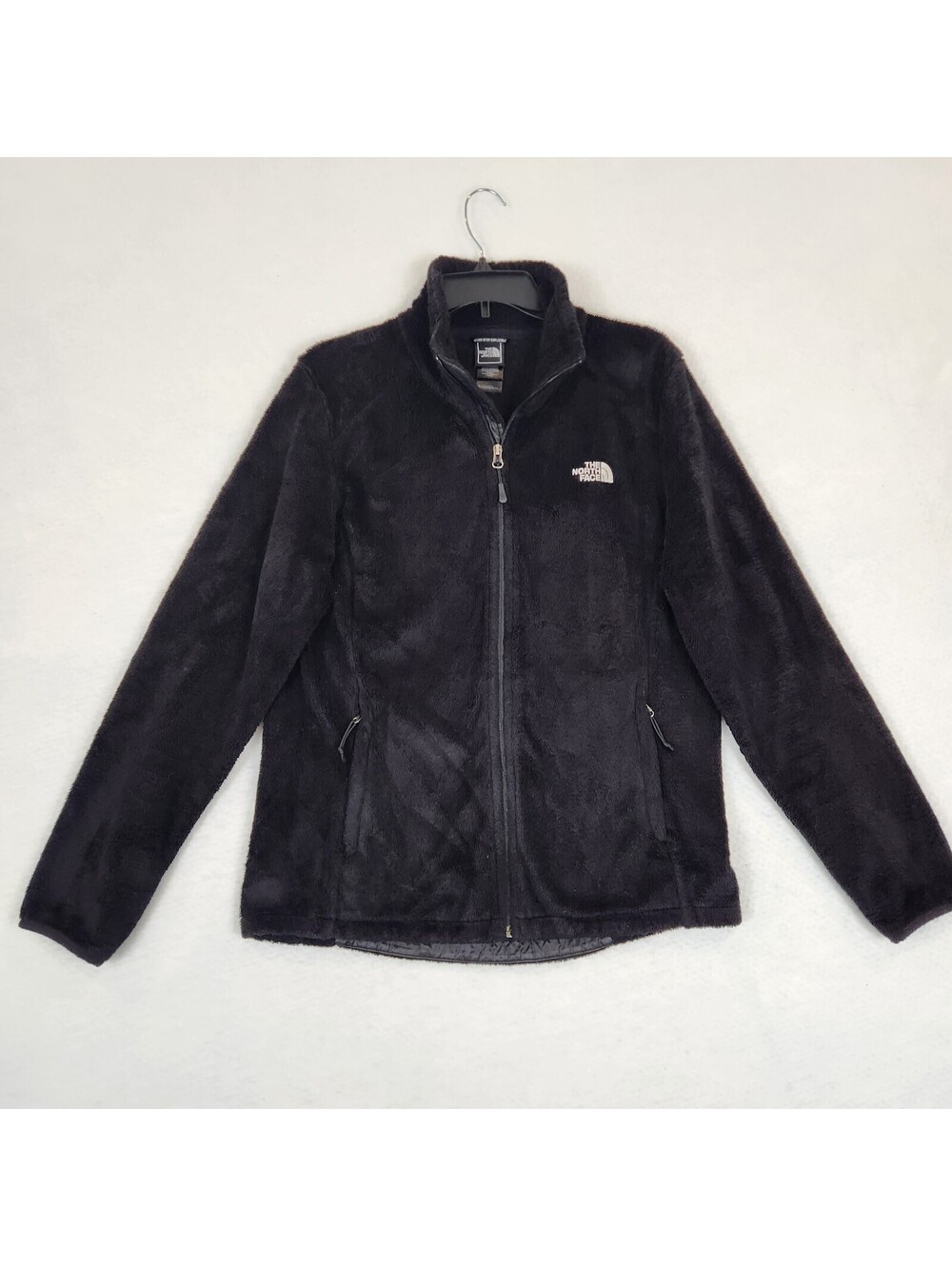 The North Face Black Full Zip Shaggy Furry Fleece Cinch Hem Jacket Womens Size L